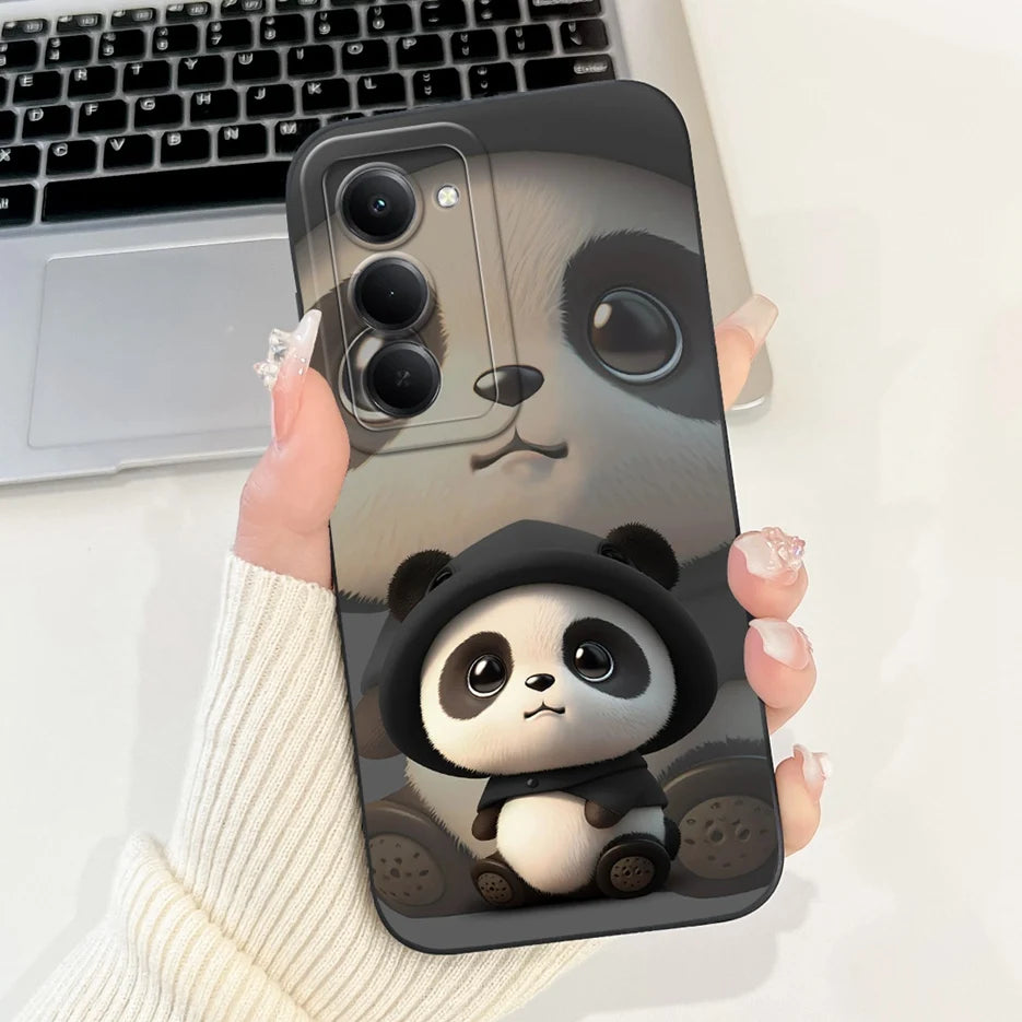 Capa para Xiaomi Redmi 15 4G e 5G | Panda e Coelho | Silicone Flexível Antichoque | Proteção Premium para Celular
