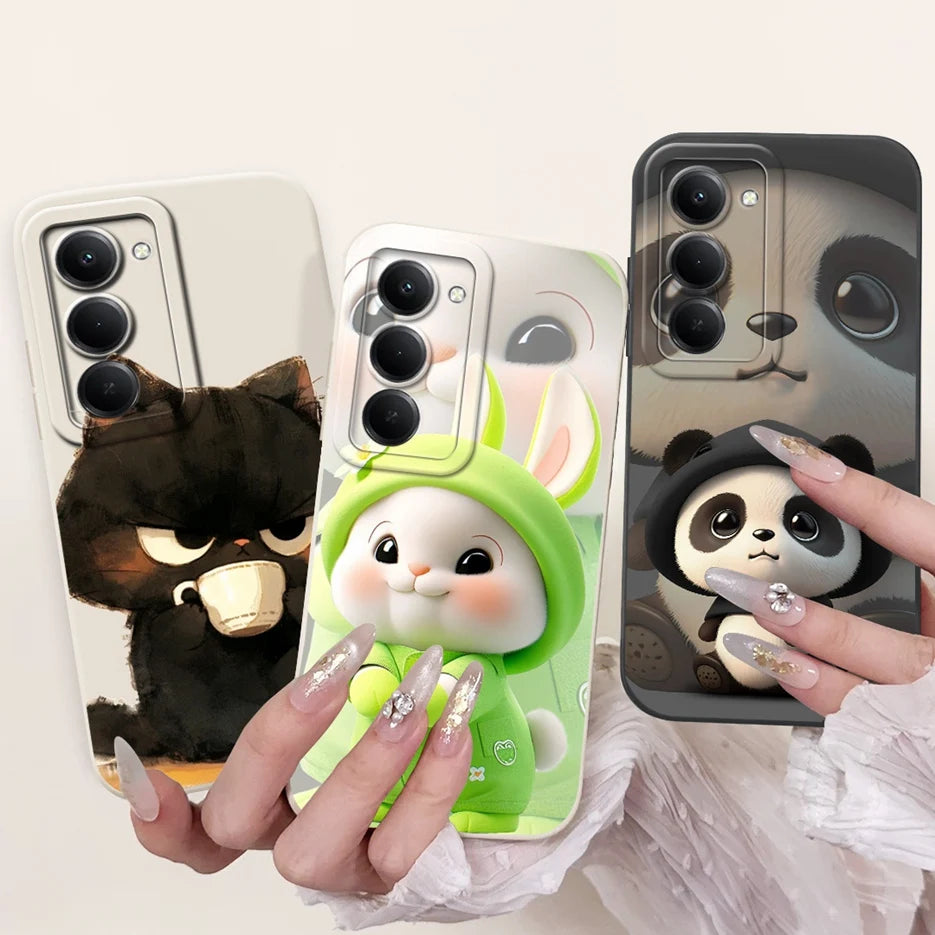 Capa para Xiaomi Redmi 15 4G e 5G | Panda e Coelho | Silicone Flexível Antichoque | Proteção Premium para Celular