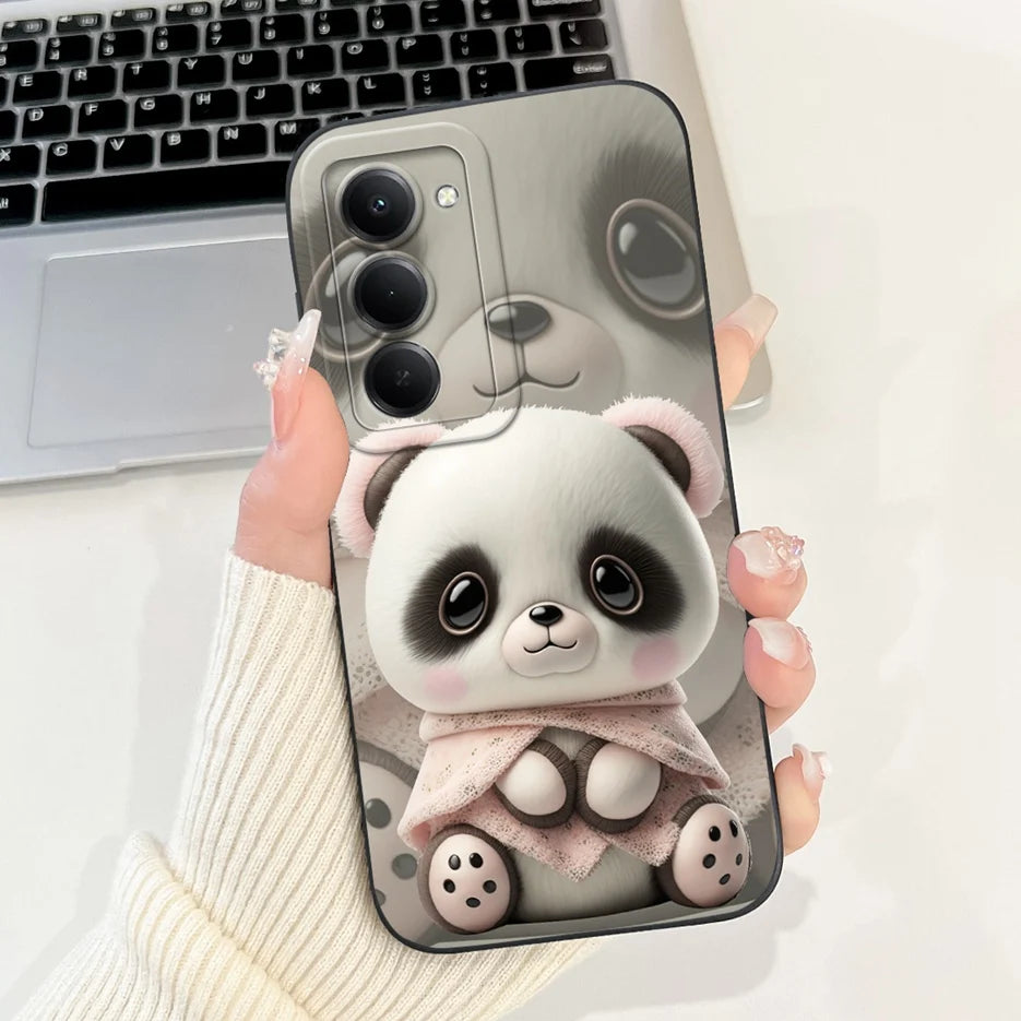 Capa para Xiaomi Redmi 15 4G e 5G | Panda e Coelho | Silicone Flexível Antichoque | Proteção Premium para Celular