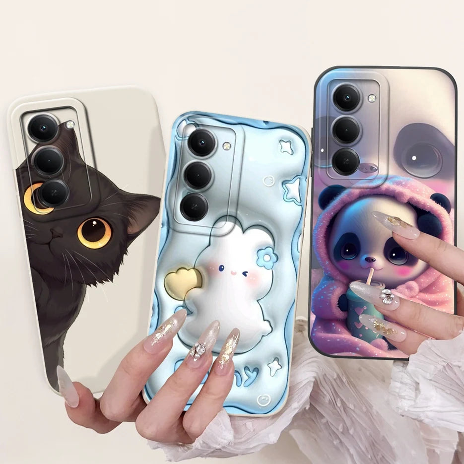 Capa para Xiaomi Redmi 15 4G e 5G | Panda e Coelho | Silicone Flexível Antichoque | Proteção Premium para Celular