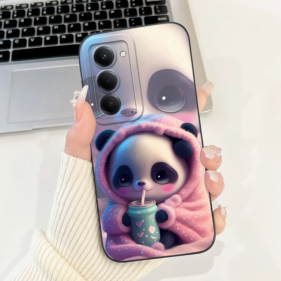 Capa para Xiaomi Redmi 15 4G e 5G | Panda e Coelho | Silicone Flexível Antichoque | Proteção Premium para Celular