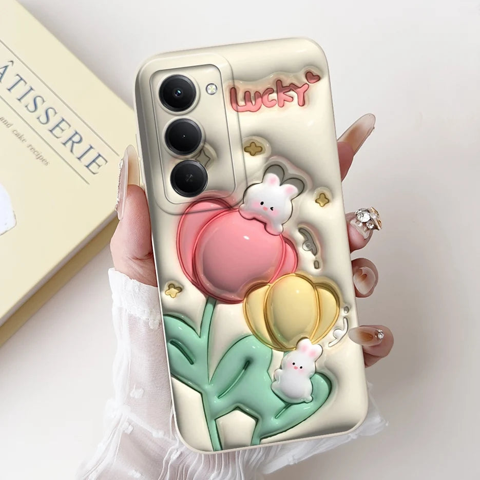Capa para Xiaomi Redmi 15 4G e 5G | Panda e Coelho | Silicone Flexível Antichoque | Proteção Premium para Celular
