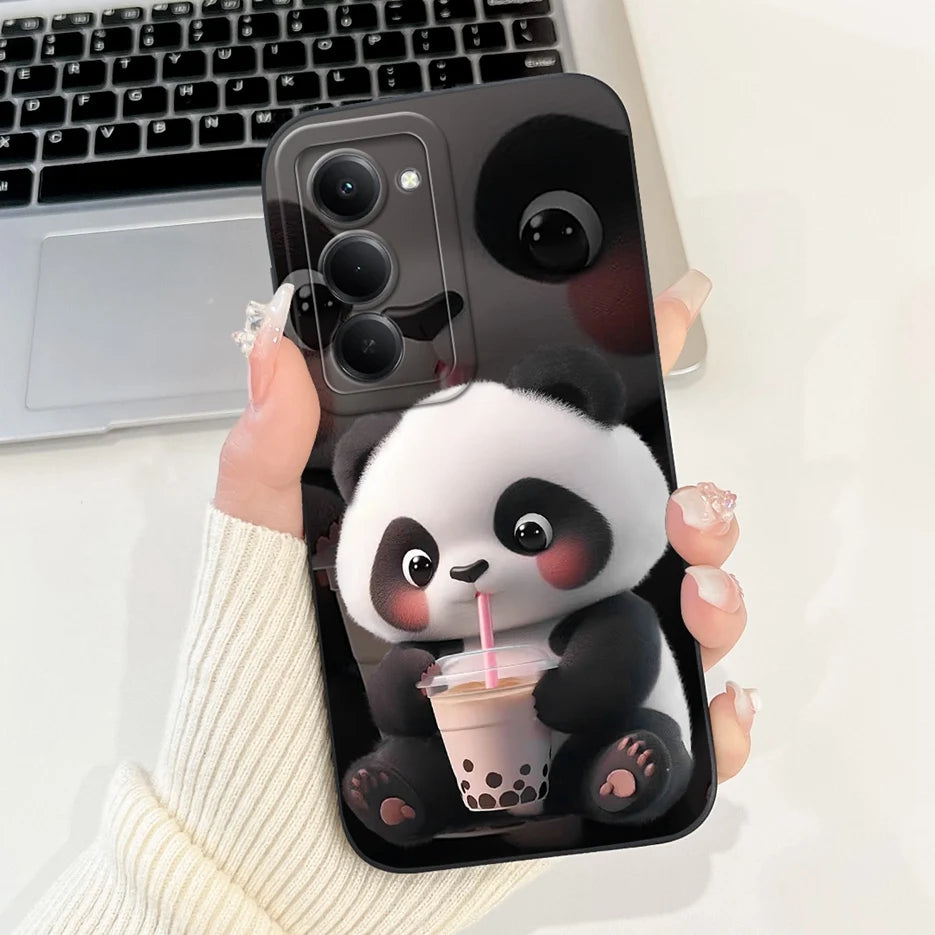 Capa para Xiaomi Redmi 15 4G e 5G | Panda e Coelho | Silicone Flexível Antichoque | Proteção Premium para Celular
